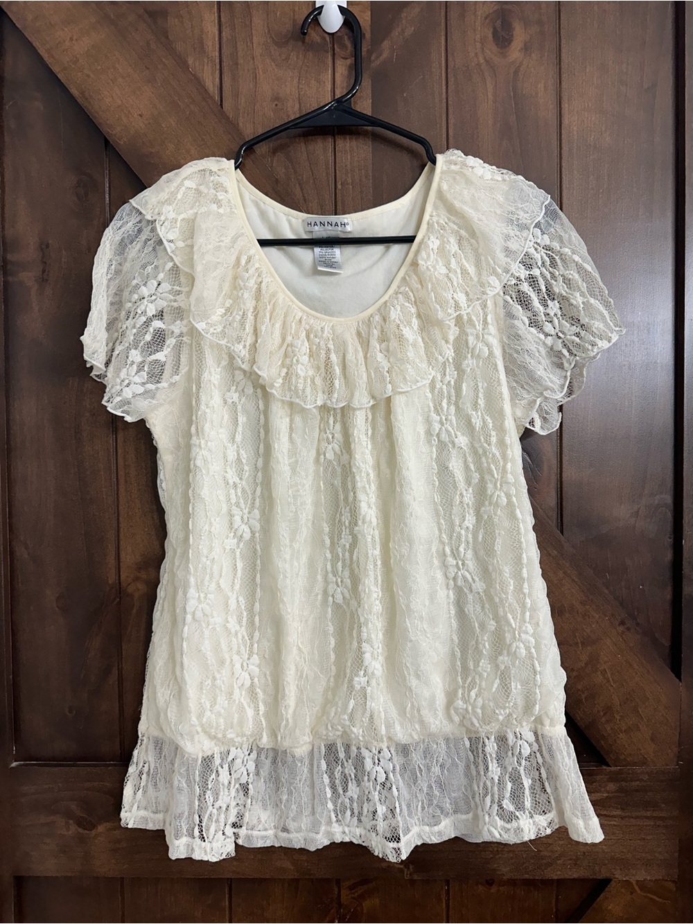 Hannah Cream Lace Ruffle Sleeve Blouse